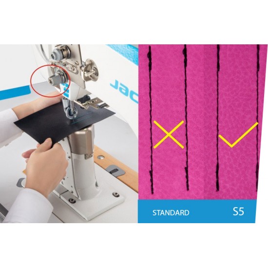 ромышленная швейная машина-автомат  JACK S5-92 одноигольная колонковая  челночного стежка с тройным транспортом