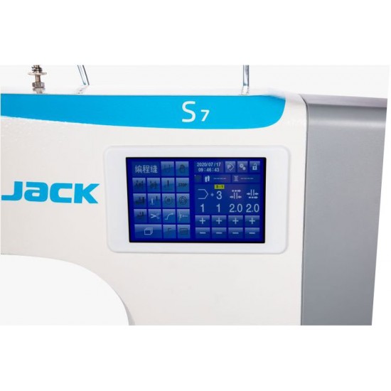ромышленная швейная машина-автомат  JACK S7-91 одноигольная колонковая  челночного стежка с тройным транспортом