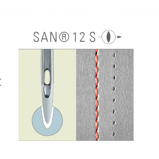 Иглы швейные промышленные Groz-Beckert  134 SAN 12 S 120  для стачивающих машин (для кожи)