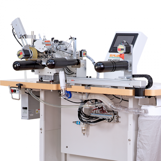 Автоматическая швейная машина SIRUBA ASK-ASM200 для притачивания пояса (рибаны) к нижнему срезу изделия